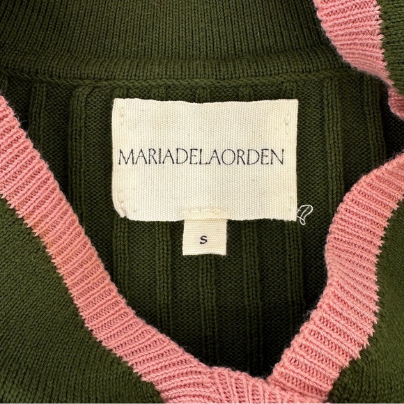 [sold] Maria de la Orden Olive Green & Pink "Mansart Chinese Top" Knit Sweater - Picture 3 of 7